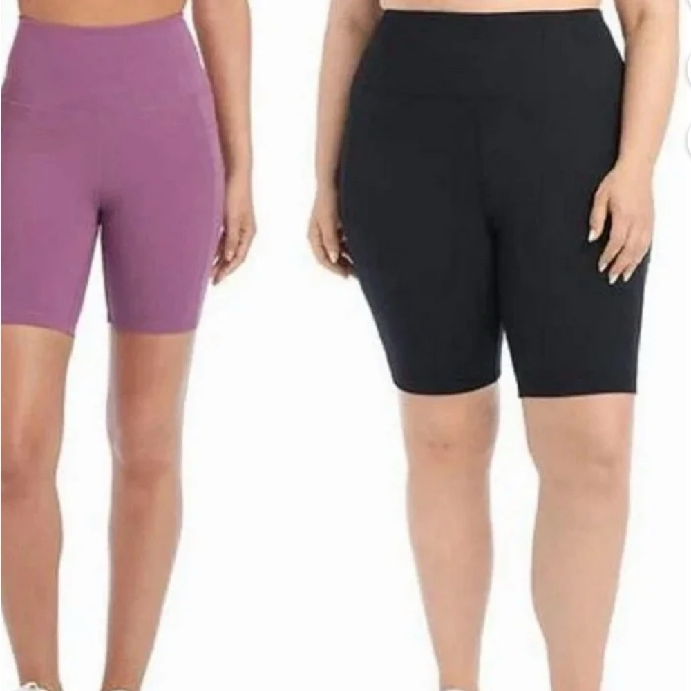 Danskin Women's Lavender and Black Bike Shorts - 2 Pack XXL